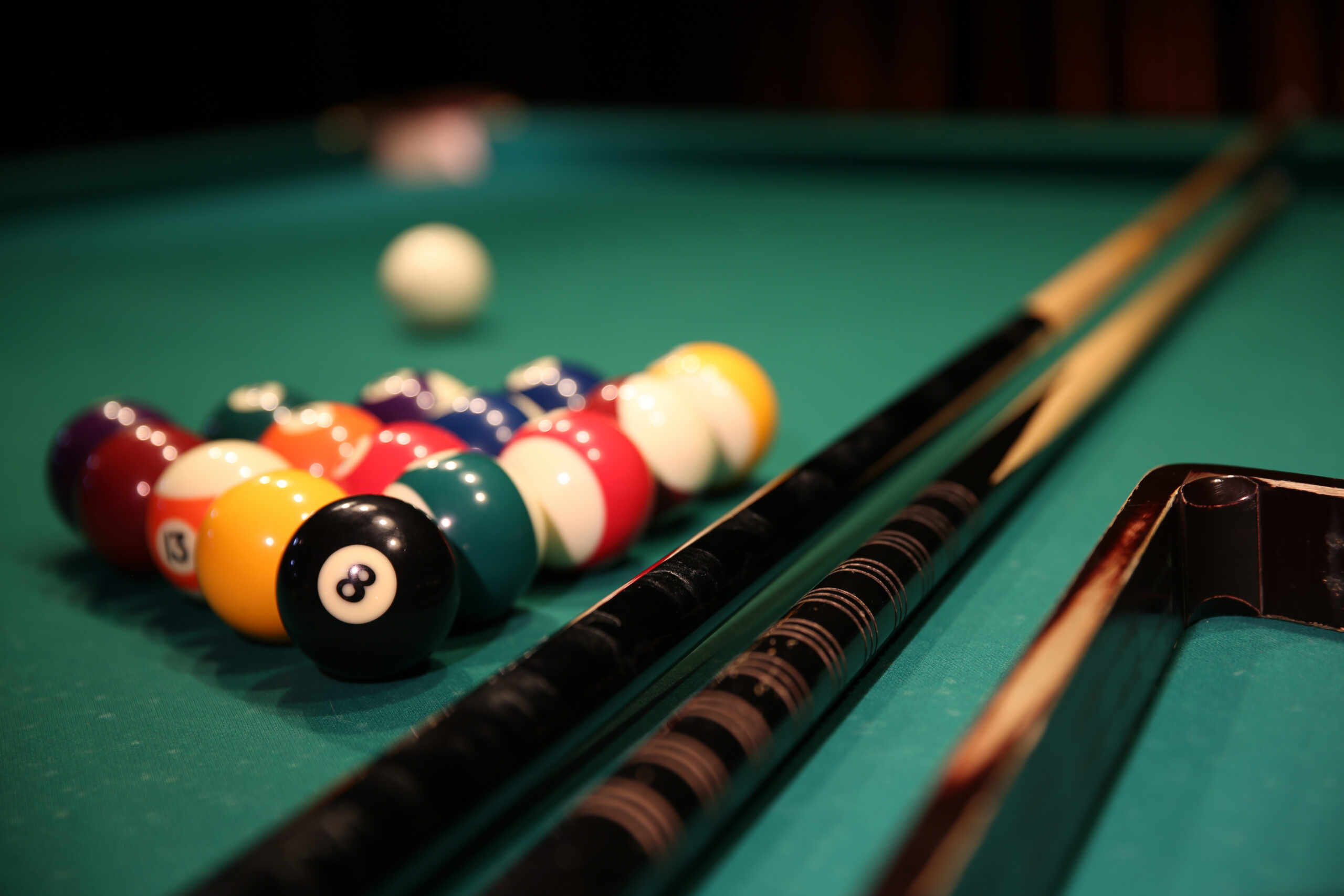 Sports,Game,Of,Billiards,On,A,Green,Cloth.,Multi-colored,Billiard
